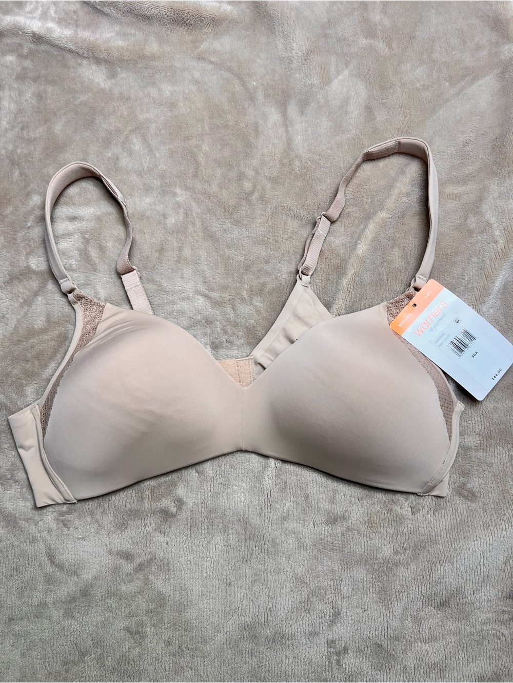 WARNERS 'Cloud 9' Beige Wireless Free Lift Full Coverage Bra - Sz 36A